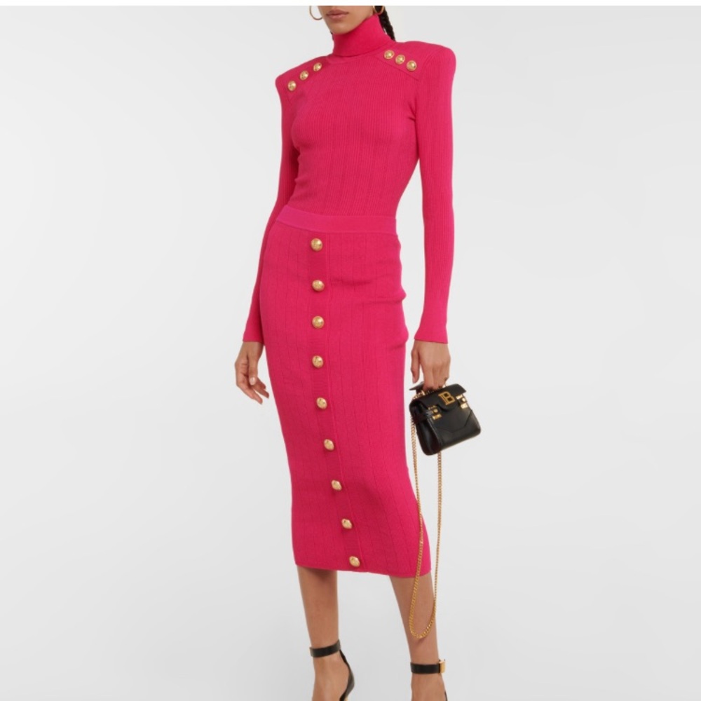 Balmain pink midi skirt